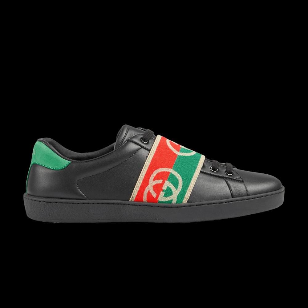 Кроссовки Gucci Ace Elastic Web 'Interlocking G - Black Red Green' 1