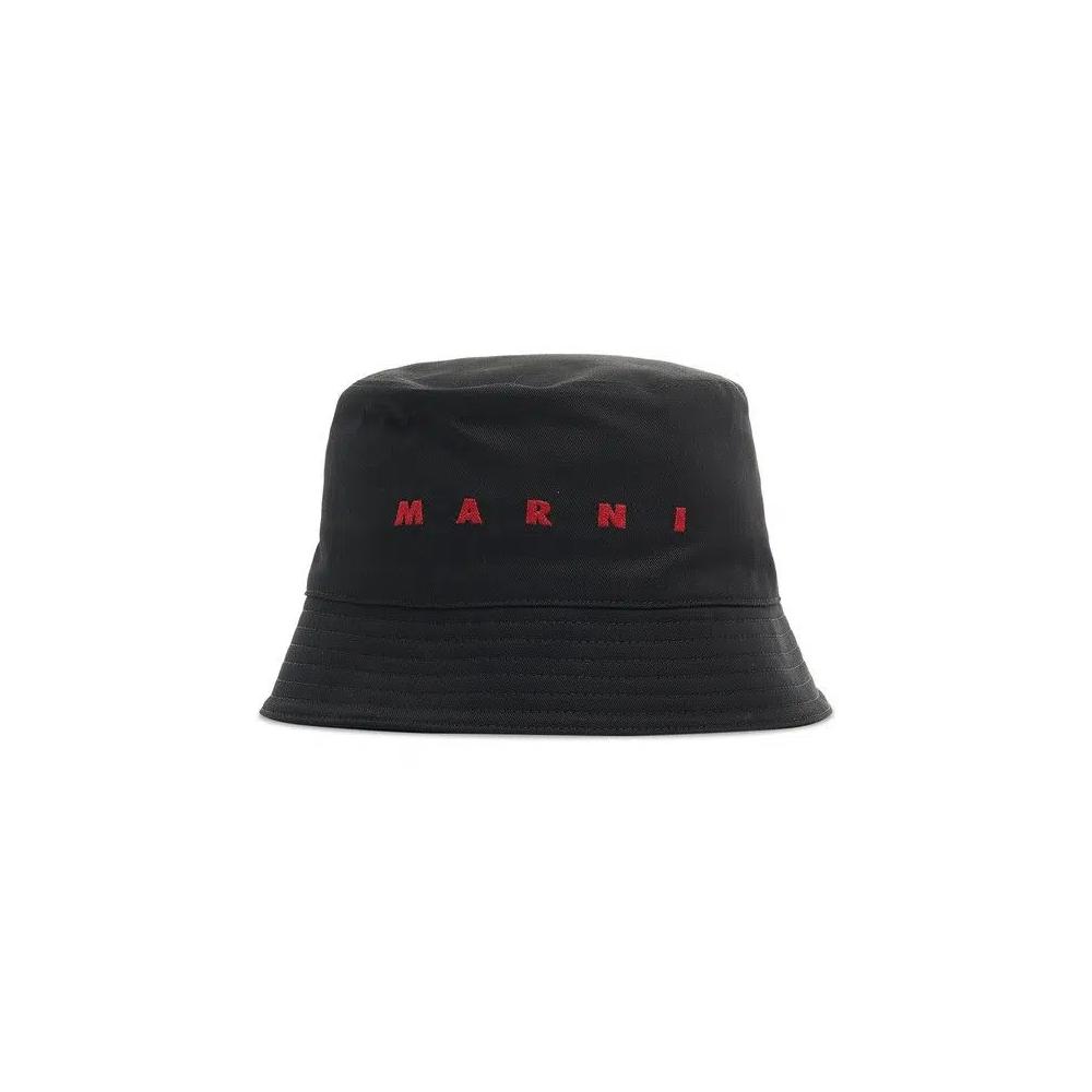 Панамы Marni Logo Bucket Hat II 'Black' 1