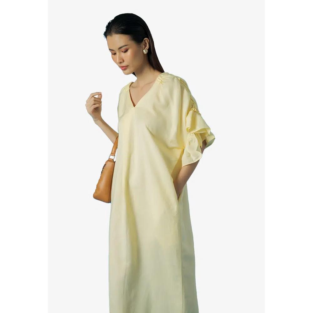 Становясь цветом Льняное платье миди Color Me 2
