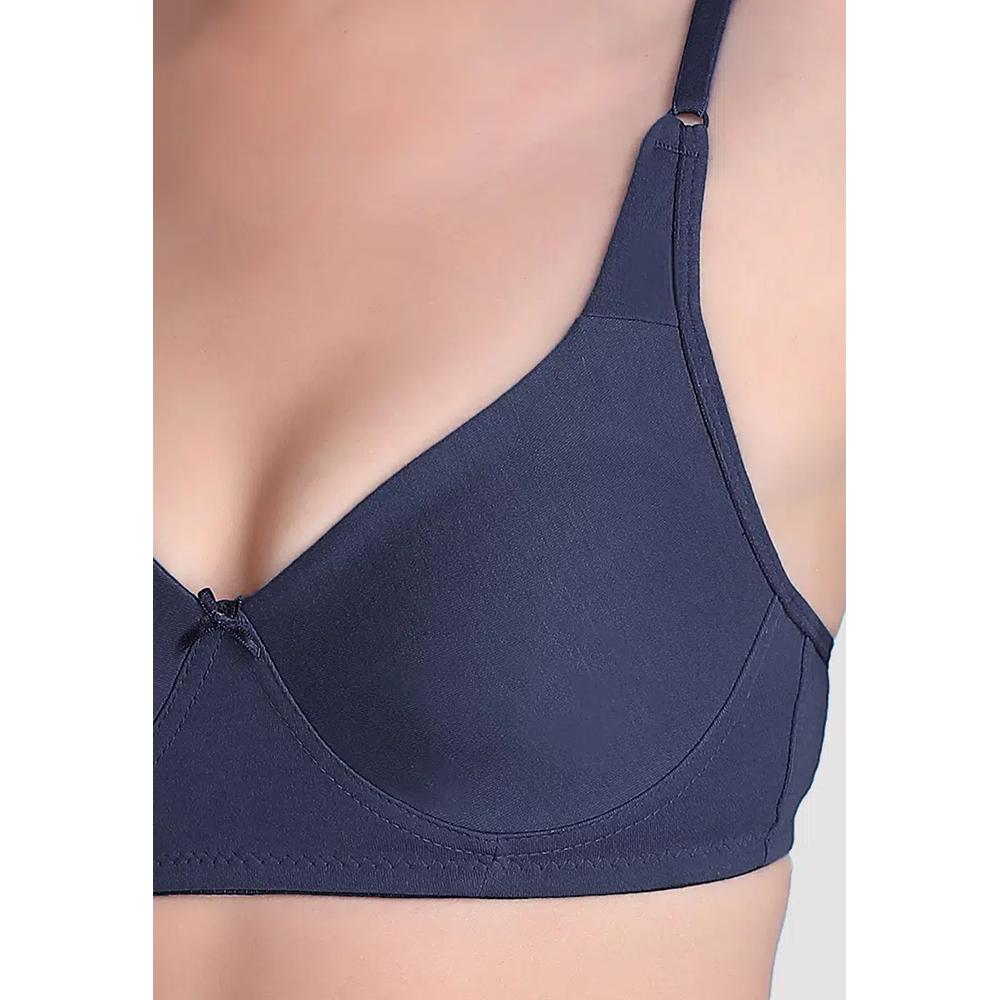 Бюстгальтер Non-Padded Non-Wired Full Coverage с двойными слоями чашек, темно-синий, с высоким содержанием хлопка 5