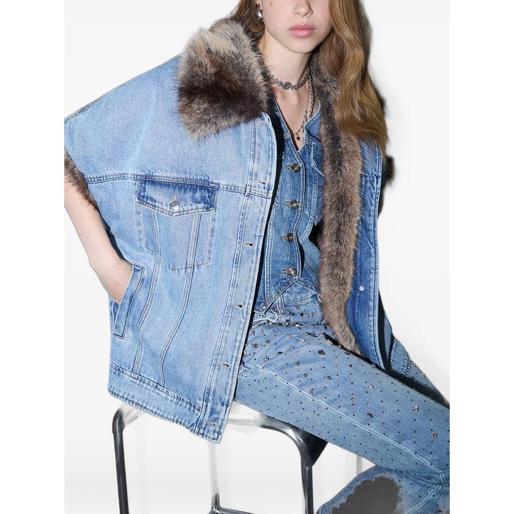 denim vest with teddy details 6