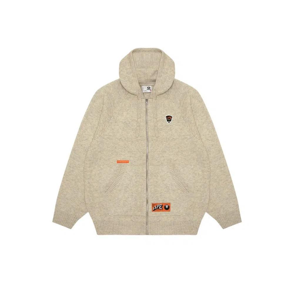 Зип-худи AAPE Moonface Logo Zip-Up Knit «Ivory/Heather» 1