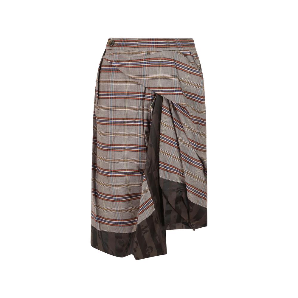 Zoey check-pattern draped midi skirt 1