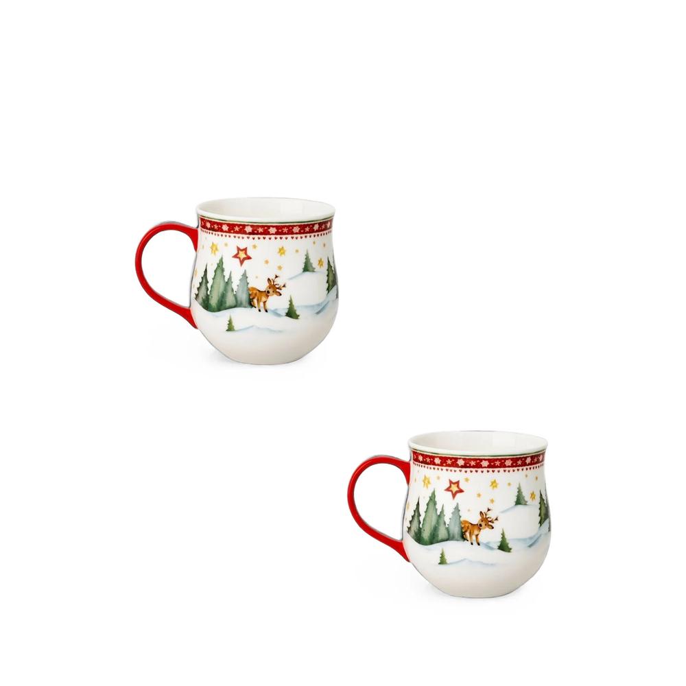 Christmas reindeer-print mugs (set of two) 2