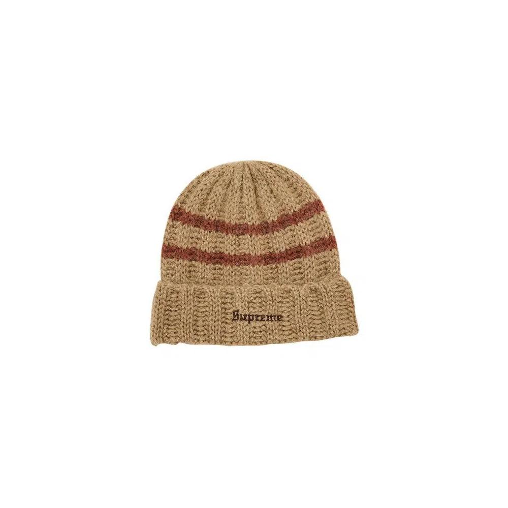 Шапки-бини Supreme Brushed Stripe Beanie «Camel» 1