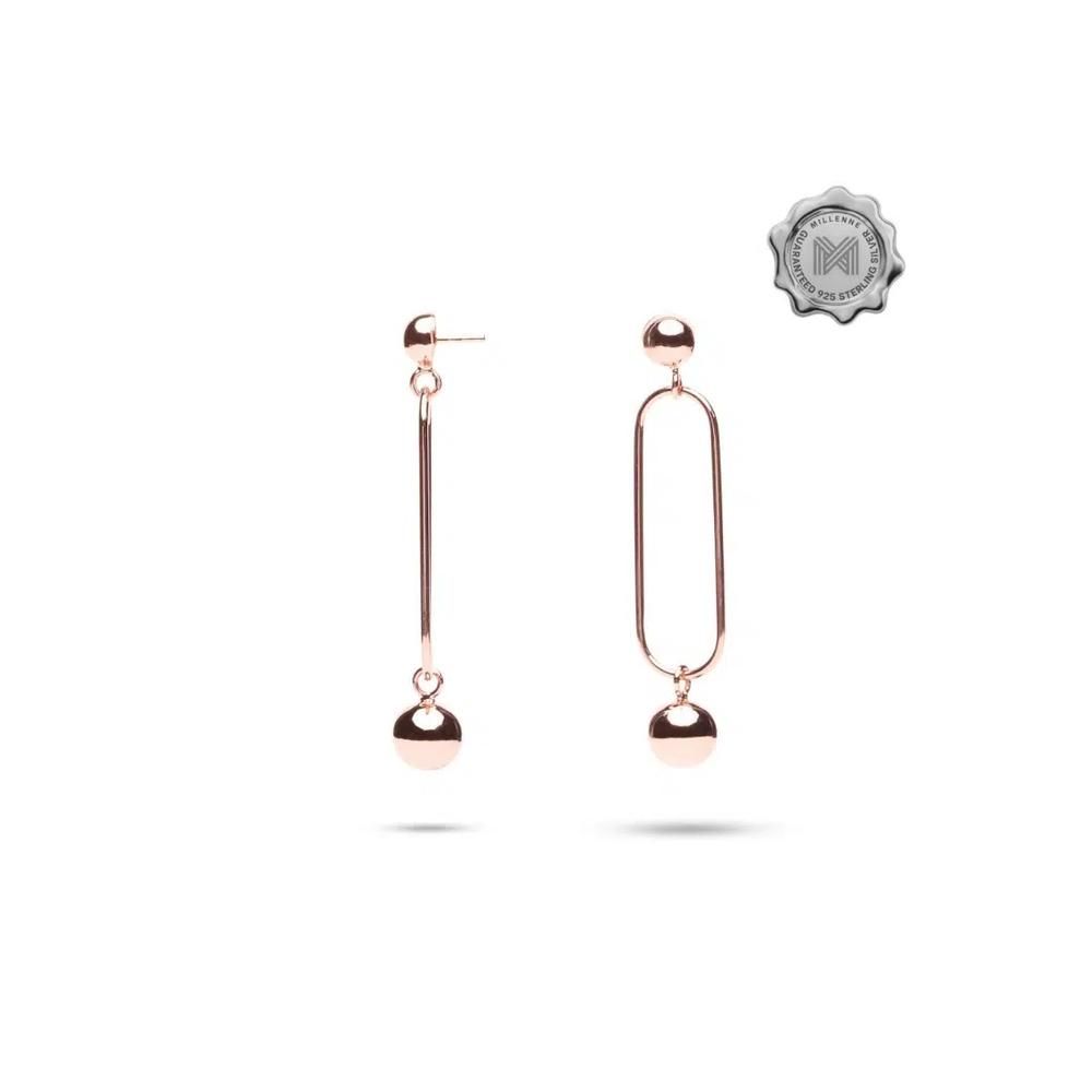 Серьги-капли Minimal Oval Open Hanging Sphere Stud из розового золота со стерлинговым серебром 925 5