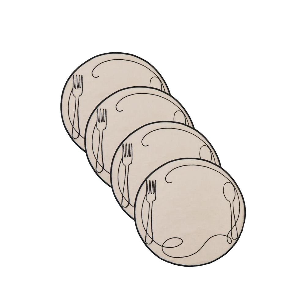Набор Line Drawing из четырех льняных салфеток 2