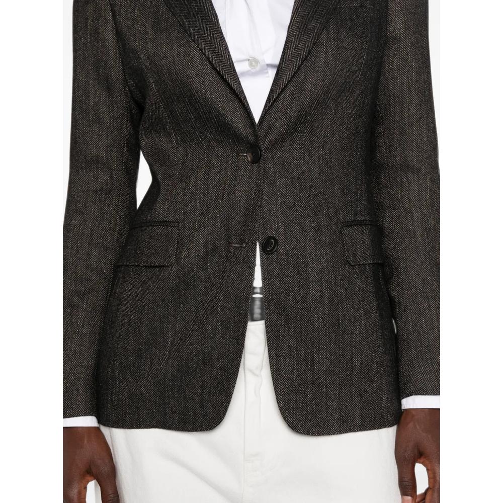 herringbone-pattern single-breasted jacket 5
