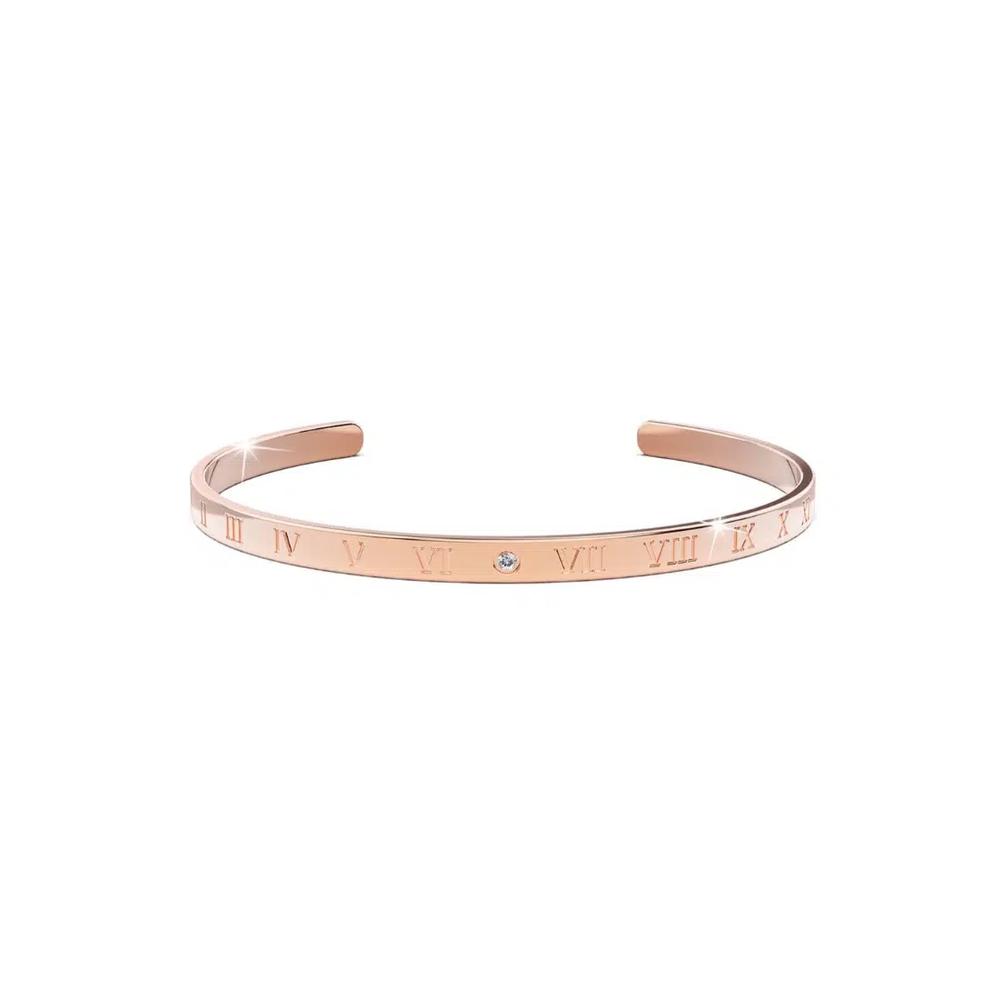Браслет-манжета Timeless Roman Numerals из титана с розовым золотом и натуральным бриллиантом 0,005 карата 3