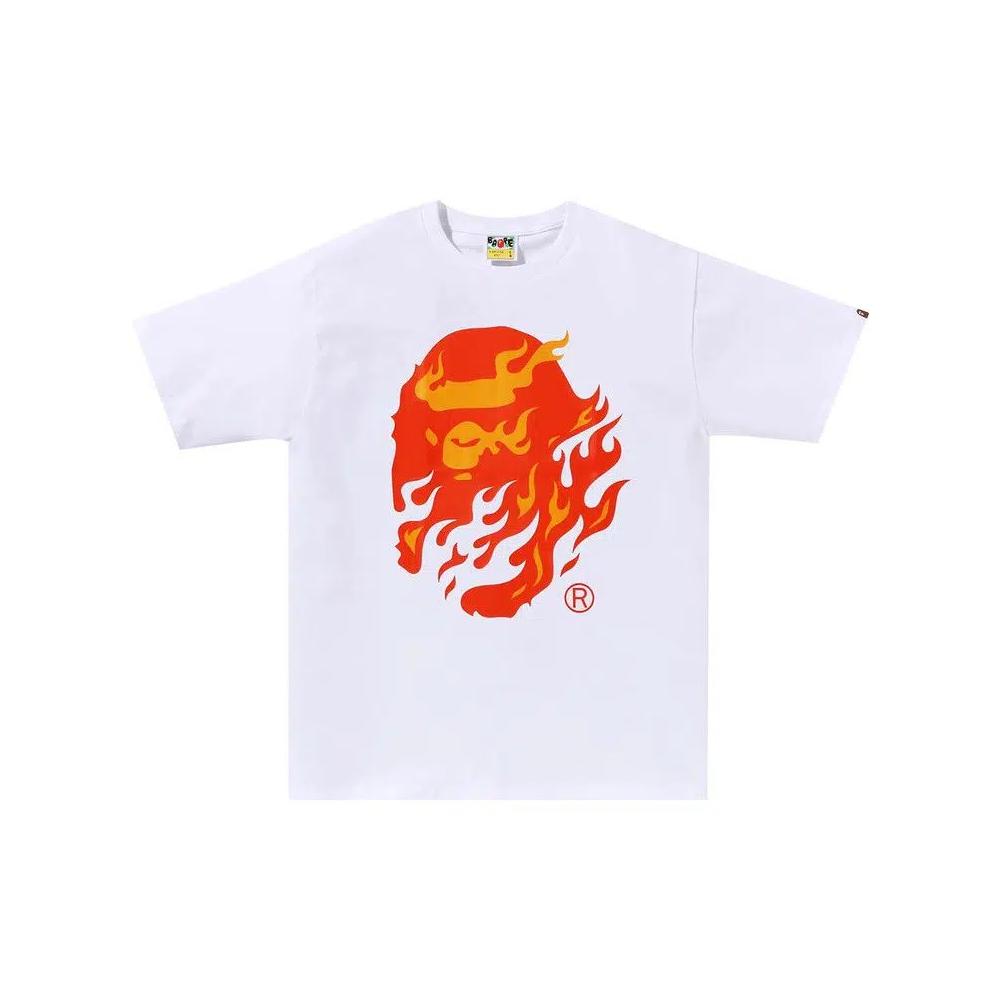 Футболки BAPE Flame Ape Head Tee 'White/Red' 1