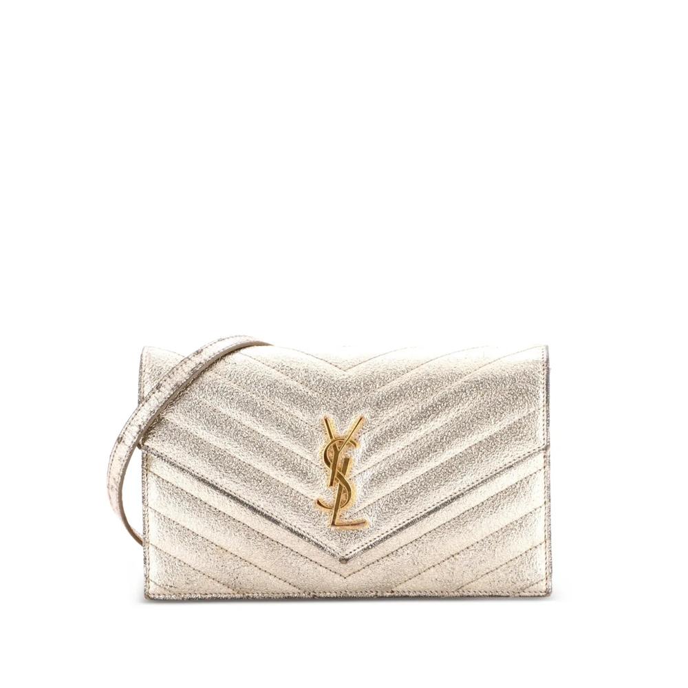 Маленькая сумка через плечо Classic Monogram Wallet on Chain Matelasse Chevron Metallic Leather 1