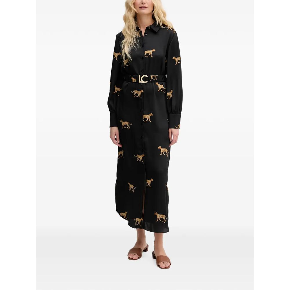 cheetah-print belted shirt midi dress 1