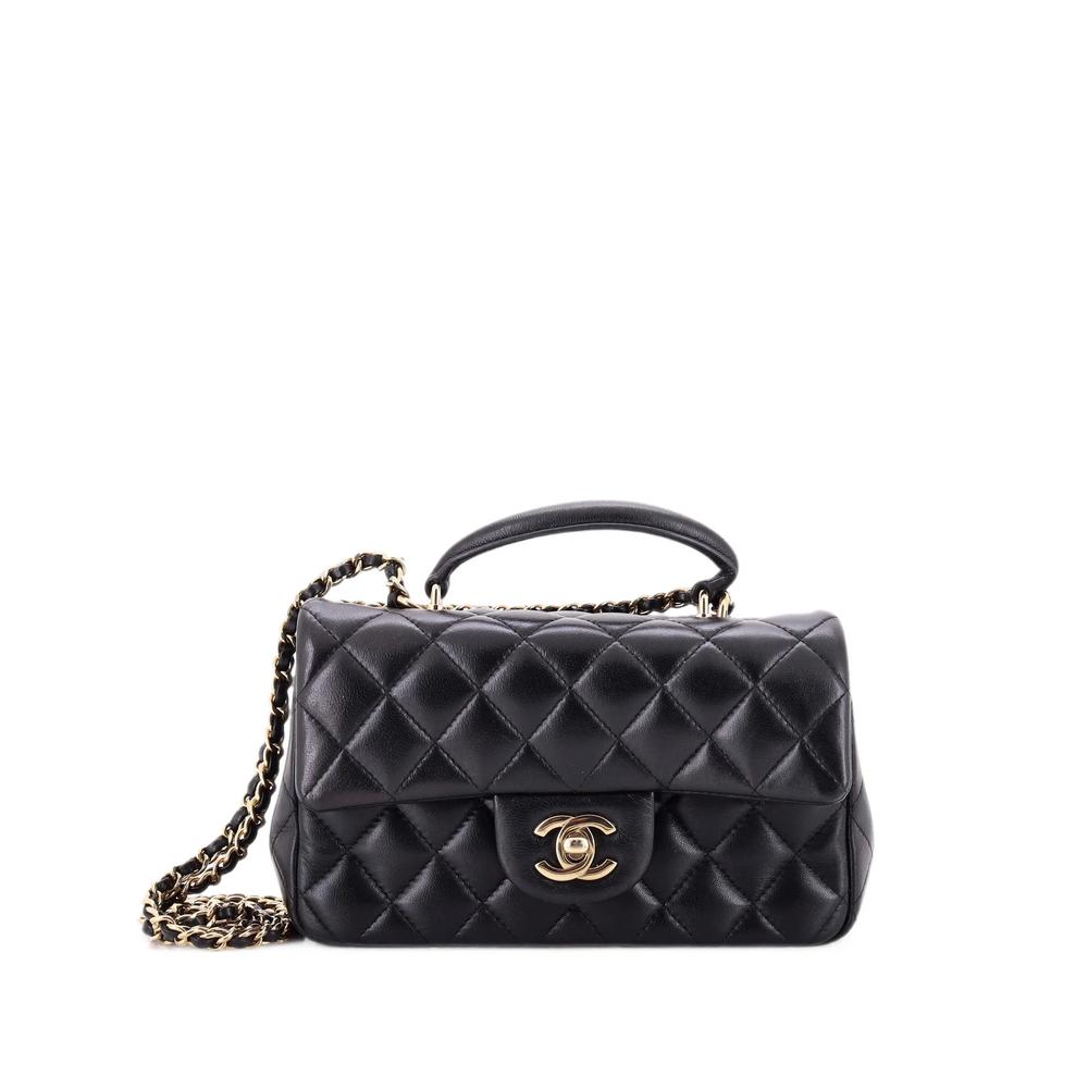 Classic Single Flap Top Handle Bag Quilted Lambskin Mini shoulder bag 1