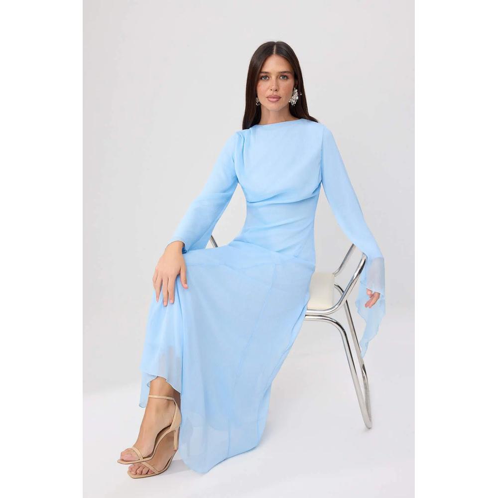 Платье-хиджаб Light Blue Princess Sleeve Chiffon Maxi Woven Stylish Event Evening 1