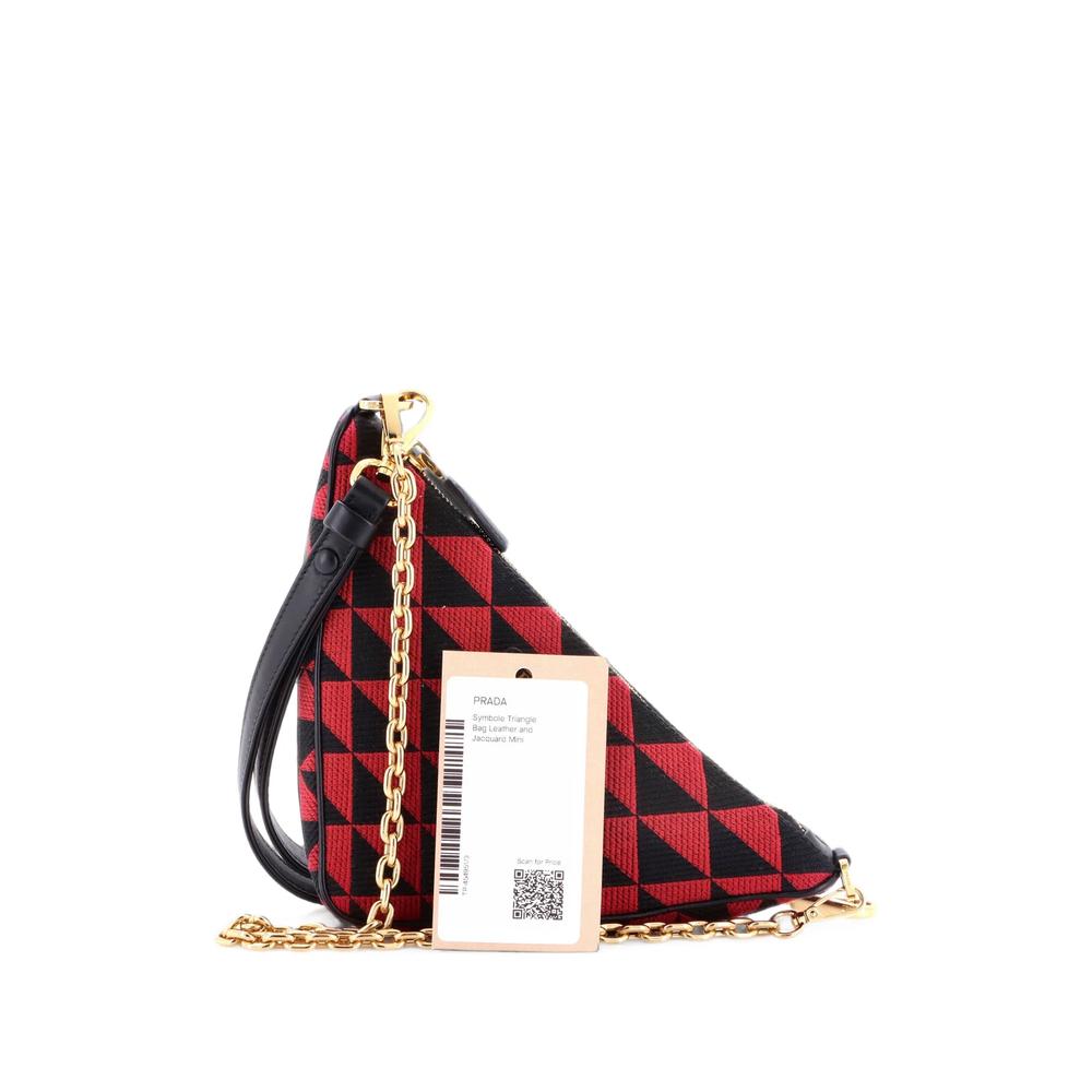 Symbole Triangle Bag Leather and Jacquard Mini shoulder bag 3