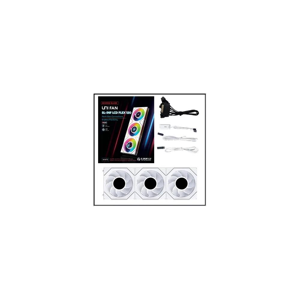 LIAN LI UNI FAN SL-INF LCD FLEX Reverse Blade 120mm 3 в 1 набор обратных вентиляторов - White 3