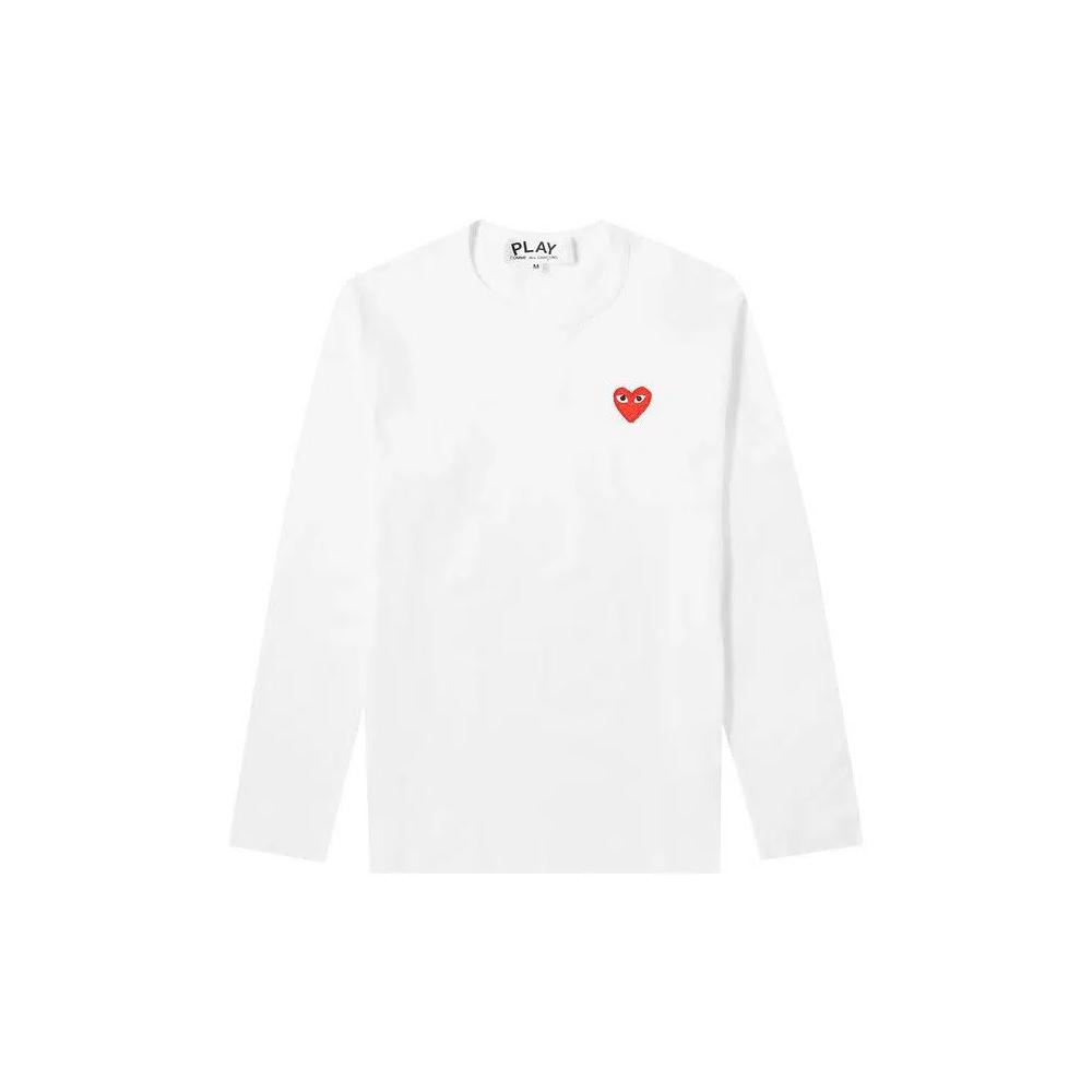 Футболки Comme des Garçons PLAY Long-Sleeve Basic Logo Tee 'White' 1