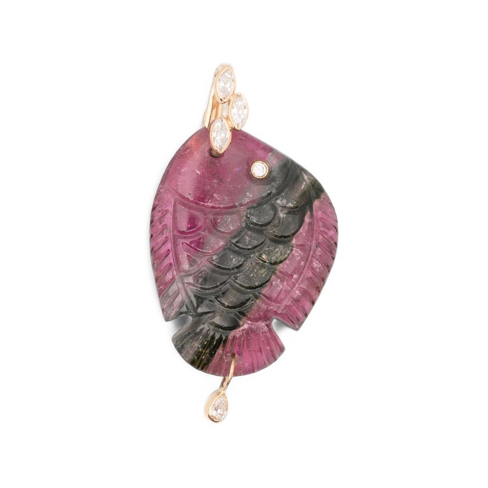 tourmaline and diamond fish pendant 1