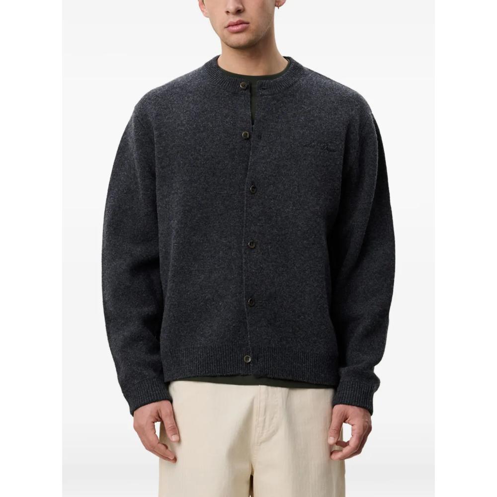 logo-embroidered button-up cardigan 3