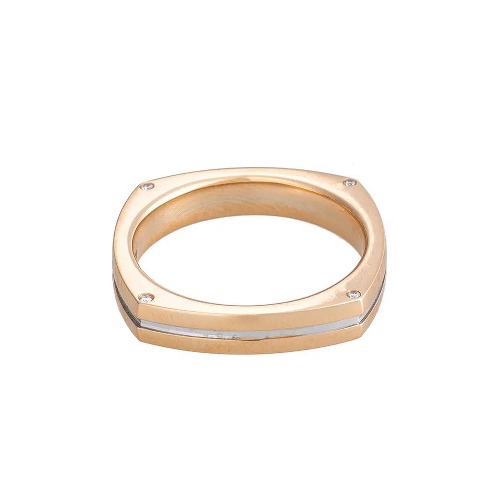 LITZ Мужское кольцо с бриллиантом из белого золота 18K и розового золота PJ-MS015M 2
