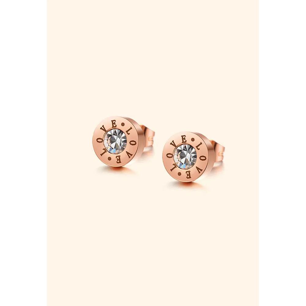 Гвоздики Love Bezel Studs, розовое золото/прозрачный 2