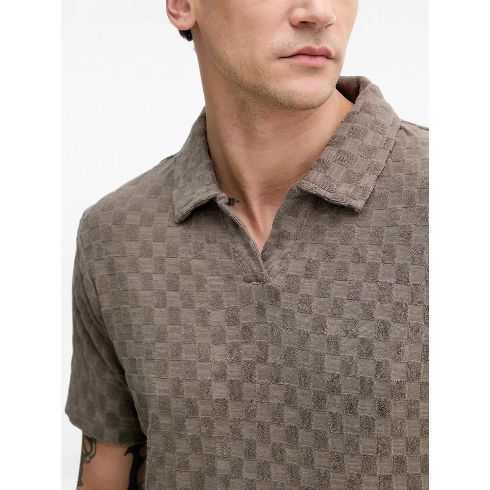 check-pattern towelling polo-collar T-shirt 4