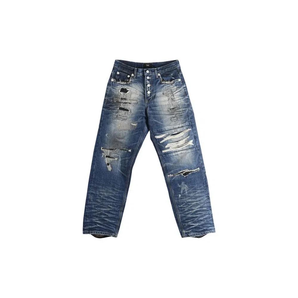 Джинсы Thug Club Skull Stitch Ripped Denim Pants 'Blue' 1