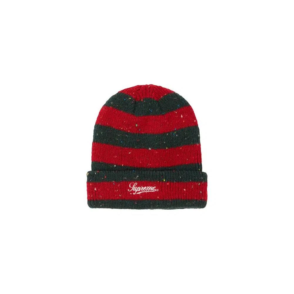 Шапка-бини Supreme Stripe Speckle Beanie 'Красный' 1