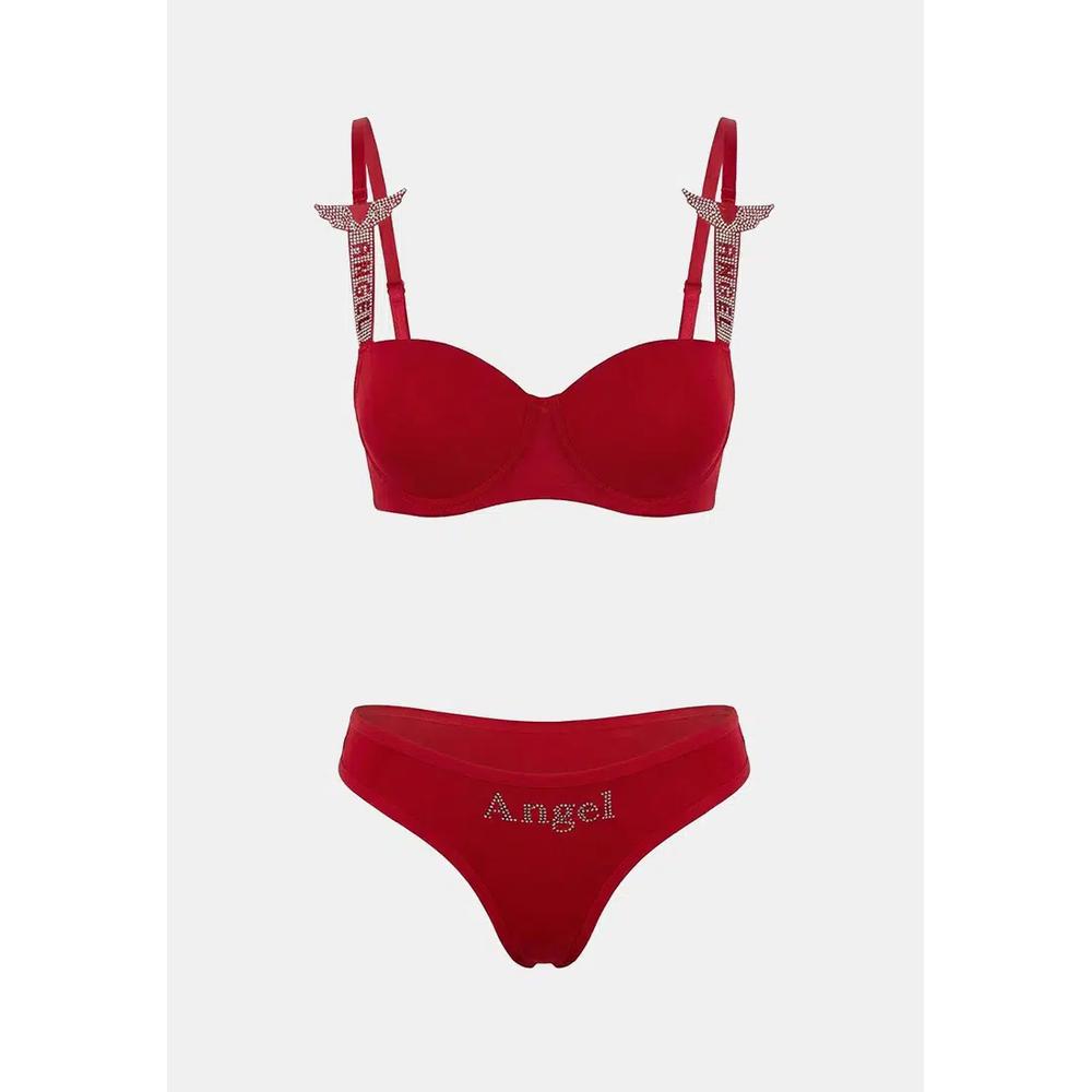 Красный комплект белья push-up с камнями Thmss26Cc27 2
