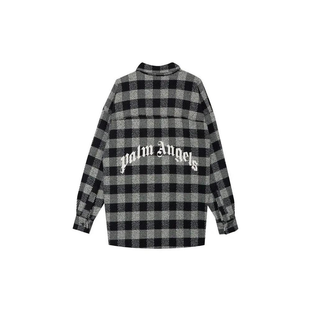 Овершерты Palm Angels Curved Logo Overshirt 'Офф-вайт/Светло-серый' 2