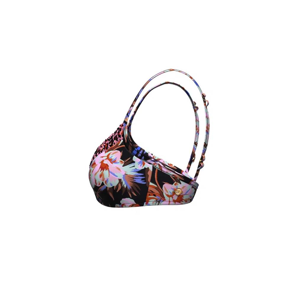 Черный топ-бикини со сборкой Joyful Florals 2