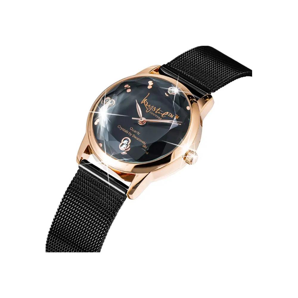 Часы Krystalline Sleek Gold on Black, инкрустированные кристаллами SWAROVSKI® 3