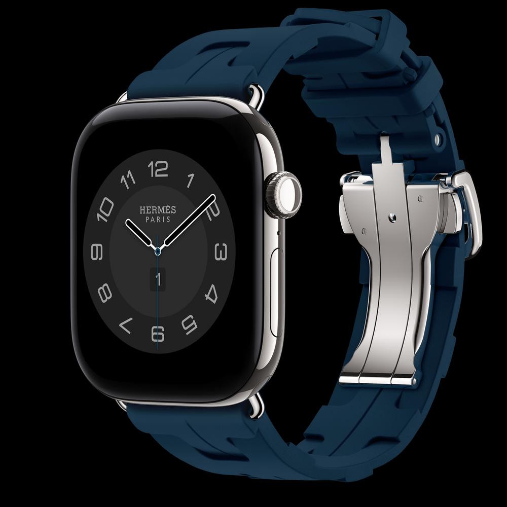Apple Watch Hermès Series 12 46 мм, GPS + Cellular, титан, Silver, ремешок Bleu De Malte Kilim Single Tour 1