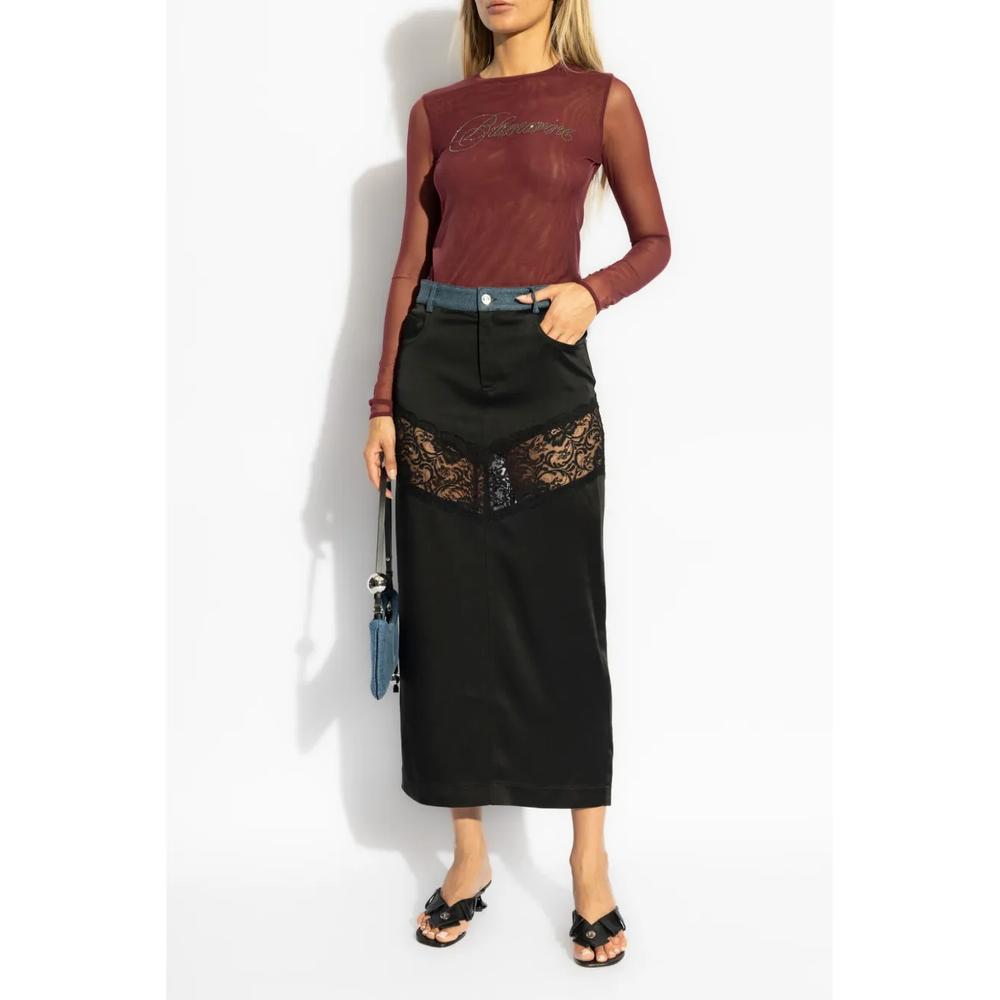 Длинная юбка прямого кроя с кружевом 2