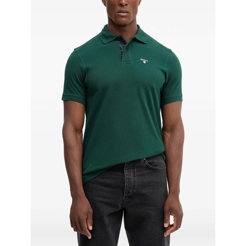 Tartan Pique checked-trim polo shirt 1