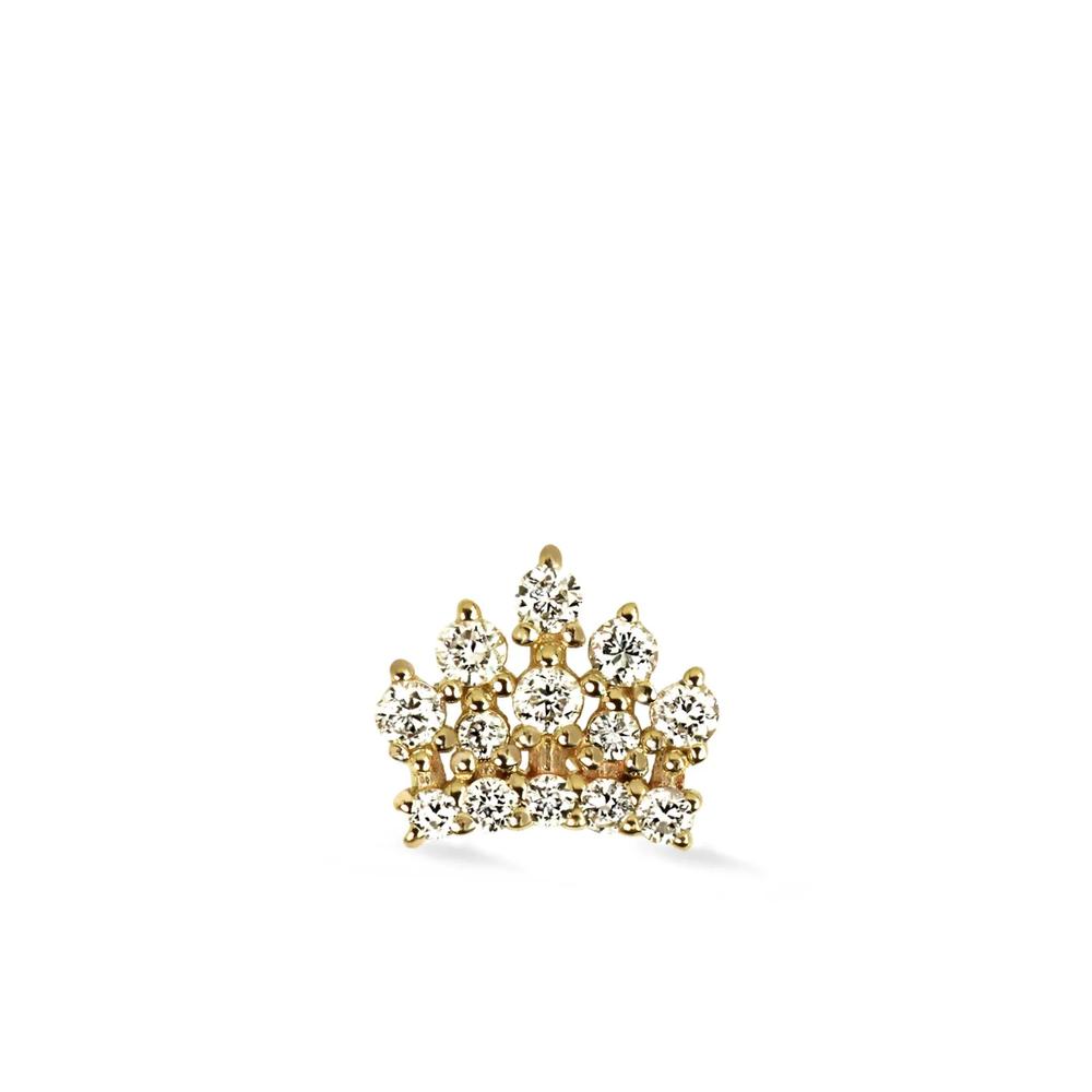 Серьга-гвоздик Royal Crown из желтого золота с бриллиантами 1