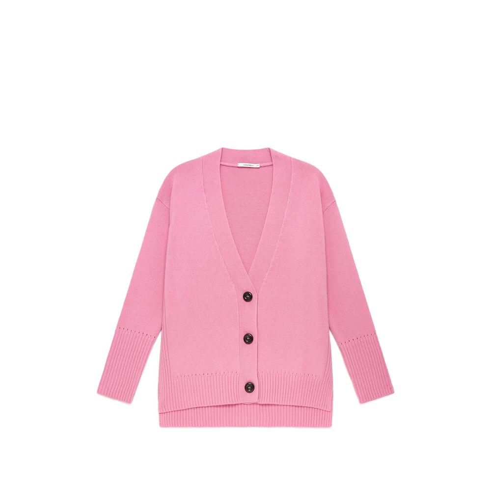 ribbed-cuff V-neck cardigan 1