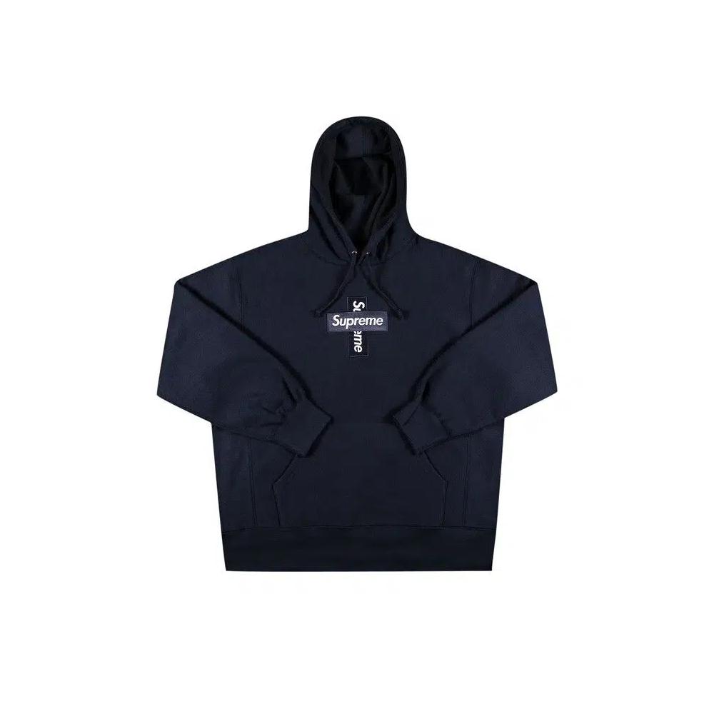 Худи Supreme Cross Box Logo с капюшоном 'Темно-синий' 1