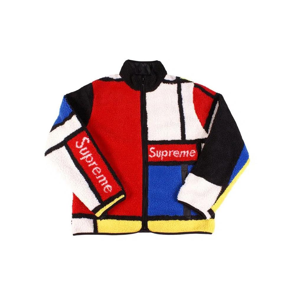 Флисовые куртки Supreme Reversible Colorblocked Fleece Jacket 'Red' 1