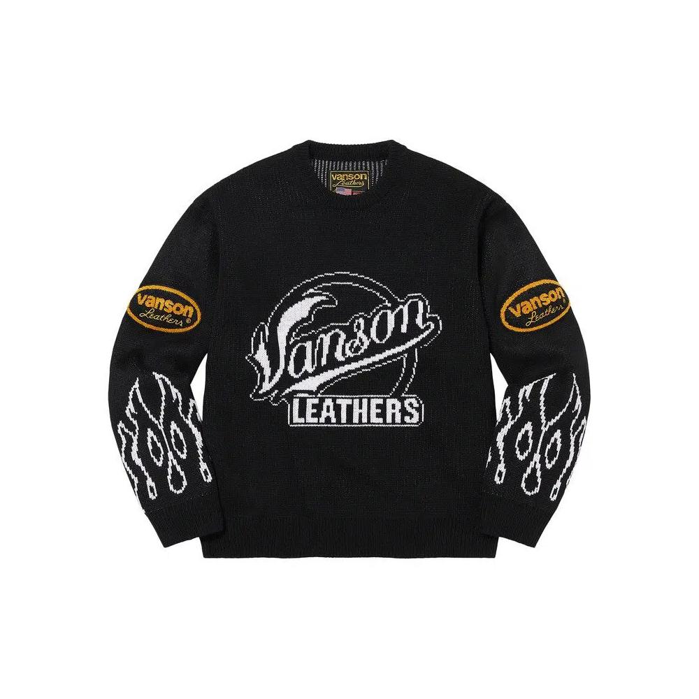 Свитеры Supreme x Vanson Leathers Sweater 'Black' 1