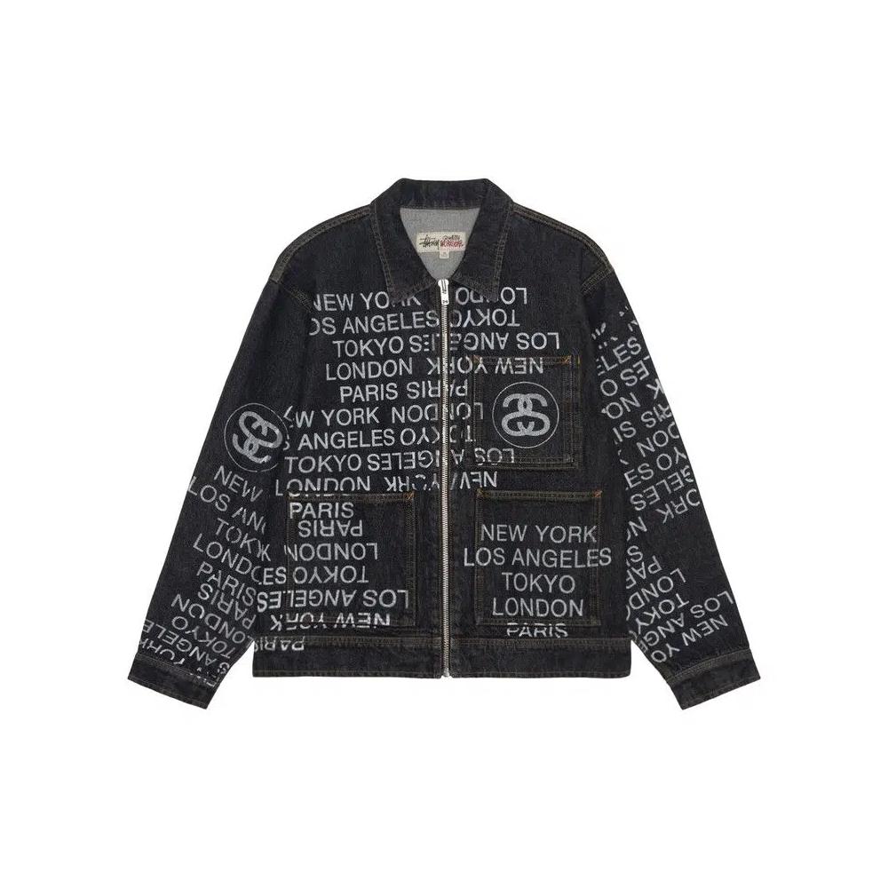 Джинсовые куртки Stussy City Link Denim Zip Work Jacket 'Вымытый черный' 1