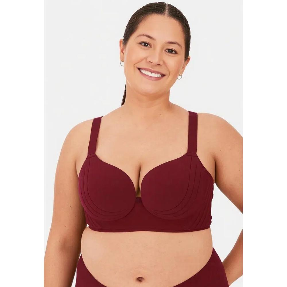Премиальный бюстгальтер Wynter Plus Size Seamless Wireless Support цвета вина 1