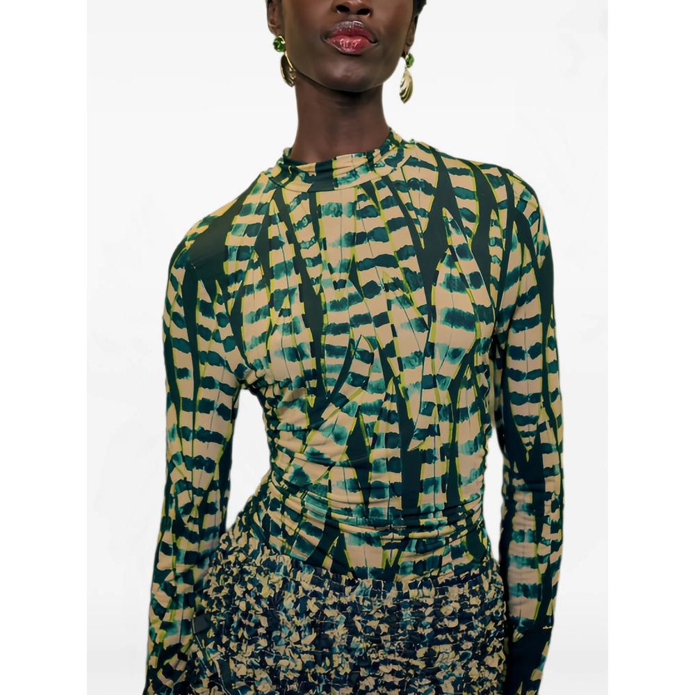 leaf-print long-sleeve blouse 3