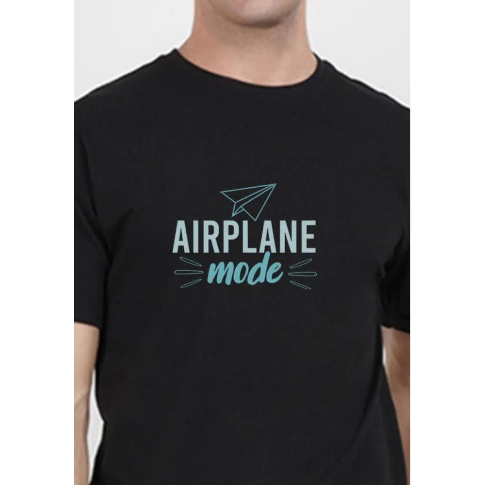 Футболка свободного кроя с круглым вырезом и коротким рукавом Black Cotton Airplane Mode 4