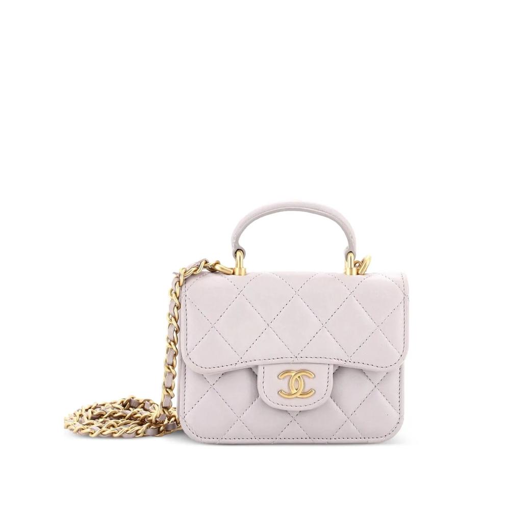 Сумка через плечо Top Handle Flap Coin Purse with Chain Quilted Lambskin 1