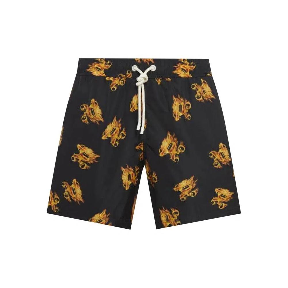 Плавки Palm Angels Burning Monogram Swim Shorts 'Black/Gold' 1