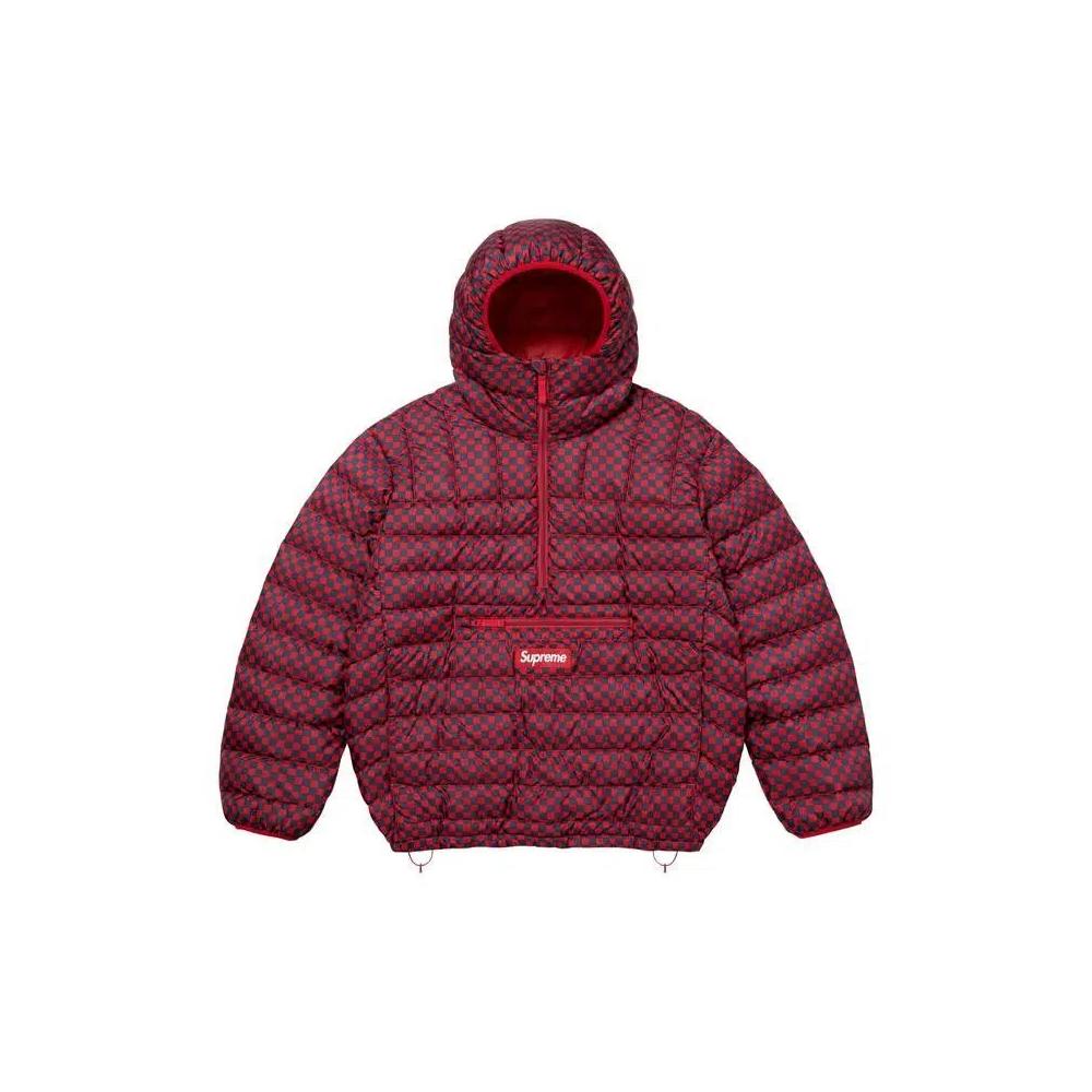 Полузастежка Supreme Micro Down Half Zip Hooded Pullover 'Red Checkerboard' 1