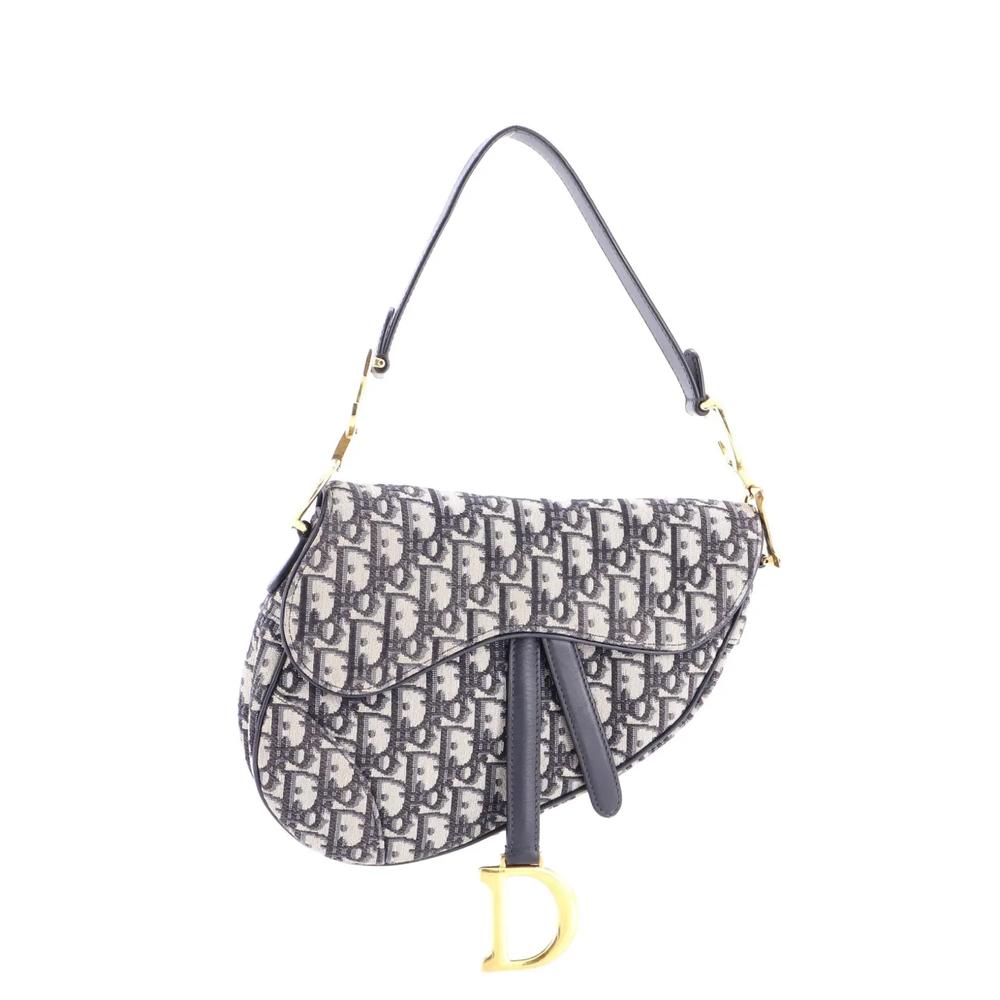 Сумка на плечо Saddle Handbag Oblique из канваса среднего размера 1