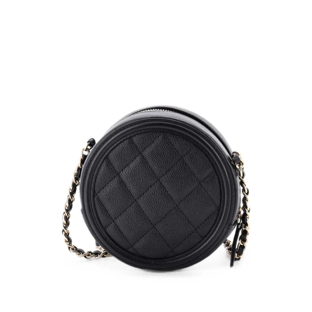 Мини-сумка через плечо Filigree Round Clutch with Chain Quilted Caviar 2