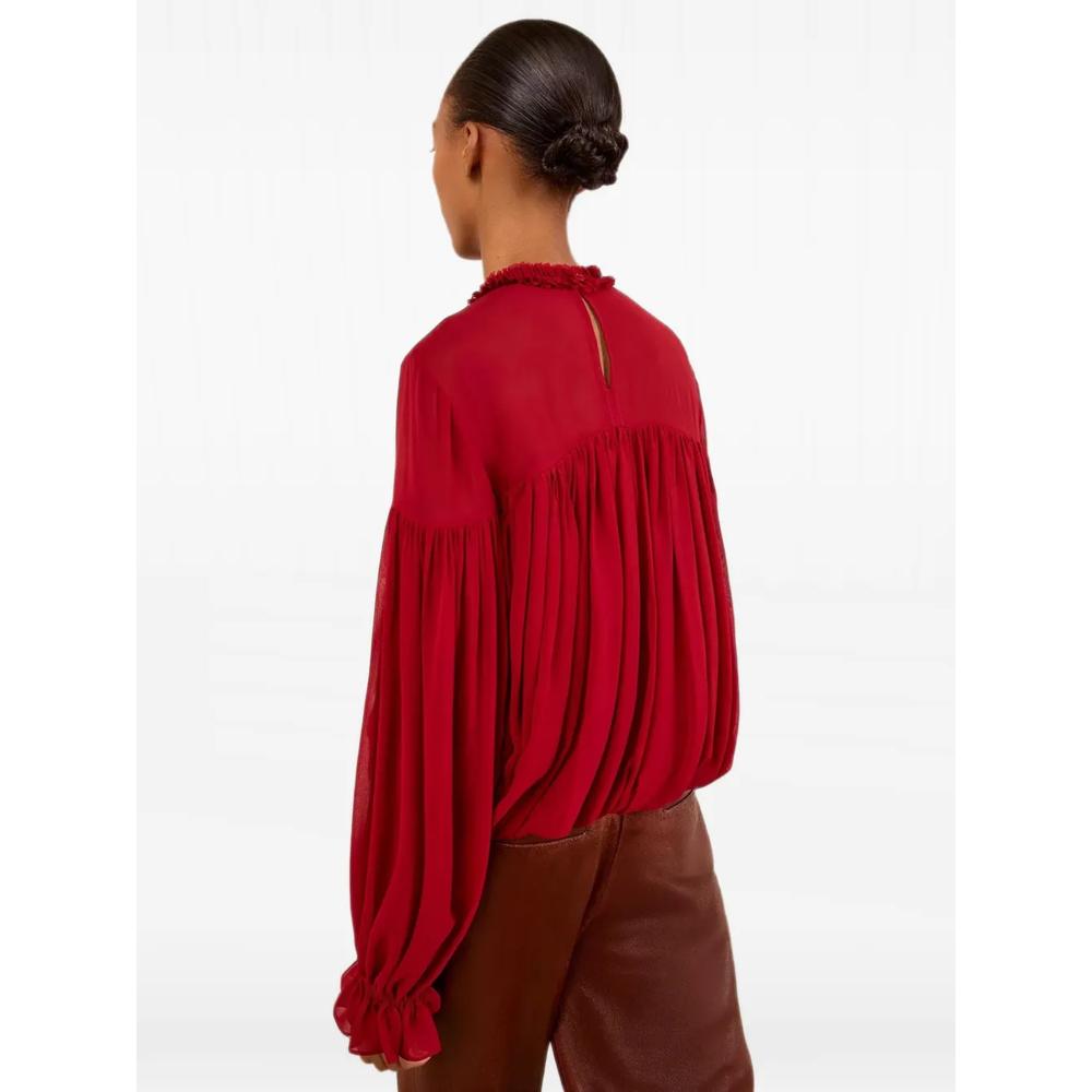 Pearl ruffled silk blouse 4